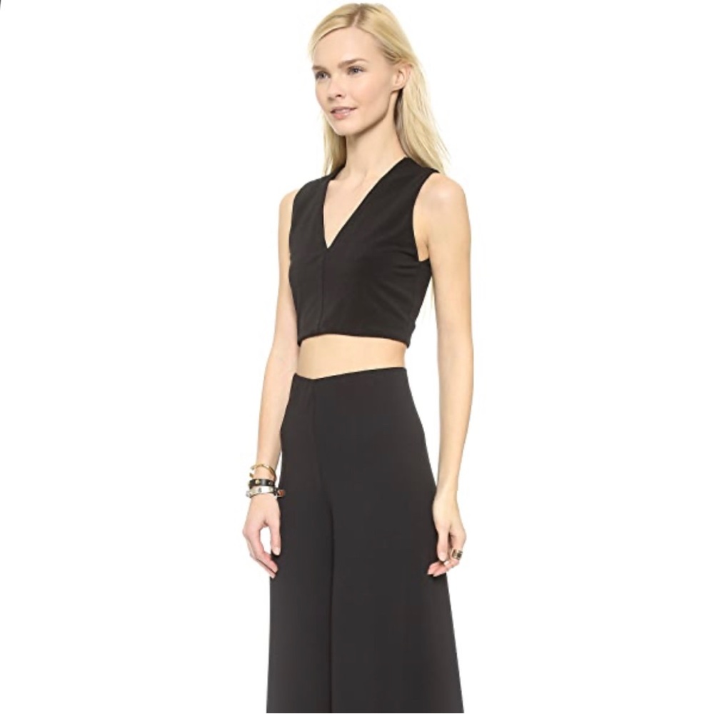 Alice + Olivia AIR sleeveless mesh strap crop in black